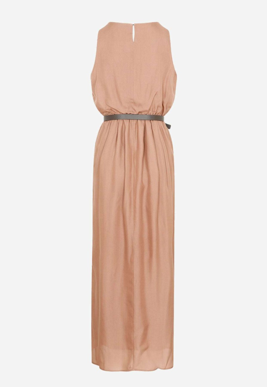 Dresses * | Fabiana Filippi Silk Belted Maxi Dress Brown