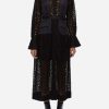 Dresses * | Jonathan Simkhai Zuma Lace Patchwork Shirt Midi Dress Black