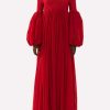 Evening * | Chloe Off-Shoulder Wool Maxi Dress Red