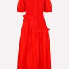 Dresses * | Cecilie Bahnsen Camden Smocked Midi Dress Red