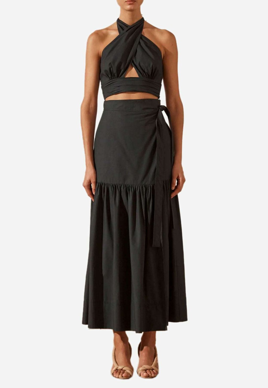 Skirts * | Shona Joy Andrea Wrap Maxi Skirt Black