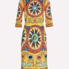 Dresses * | Dolce & Gabbana Carretto Print Silk Midi Dress Multicolor