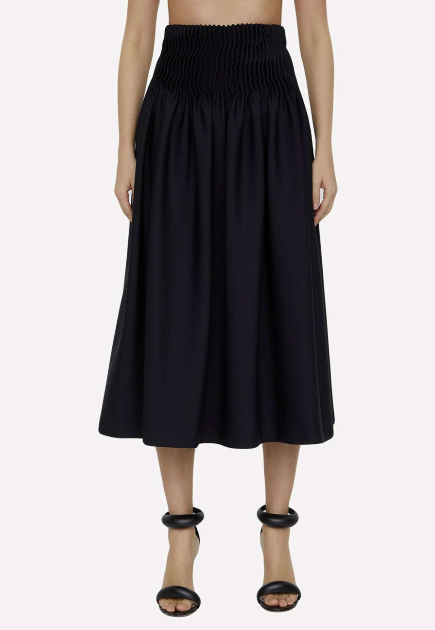 Skirts * | Max Mara Pleated Midi Skirt Black