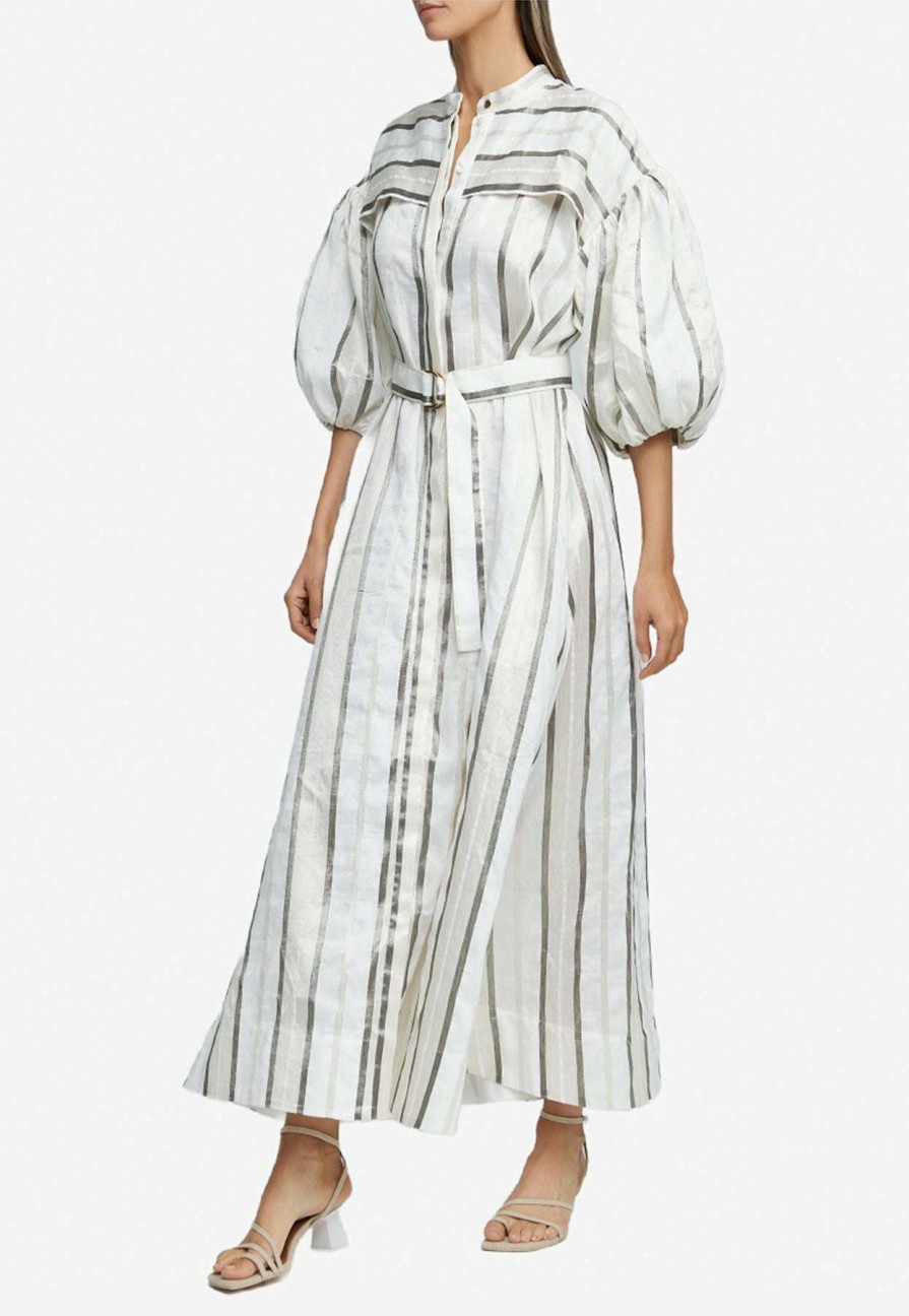 Dresses * | Acler Striped Stratford Maxi Dress White