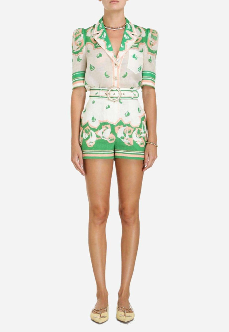 Shorts * | Zimmermann High Tide Sailboats Print Shorts Multicolor