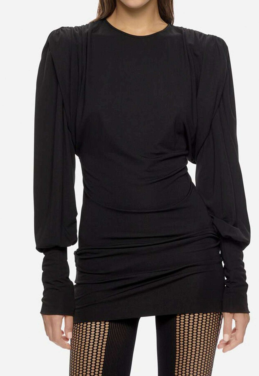 Dresses * | The Attico Quinn Long-Sleeved Mini Dress Black