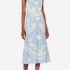 Dresses * | Emilio Pucci Rugiada Print Cotton Sleeveless Midi Dress Light Blue