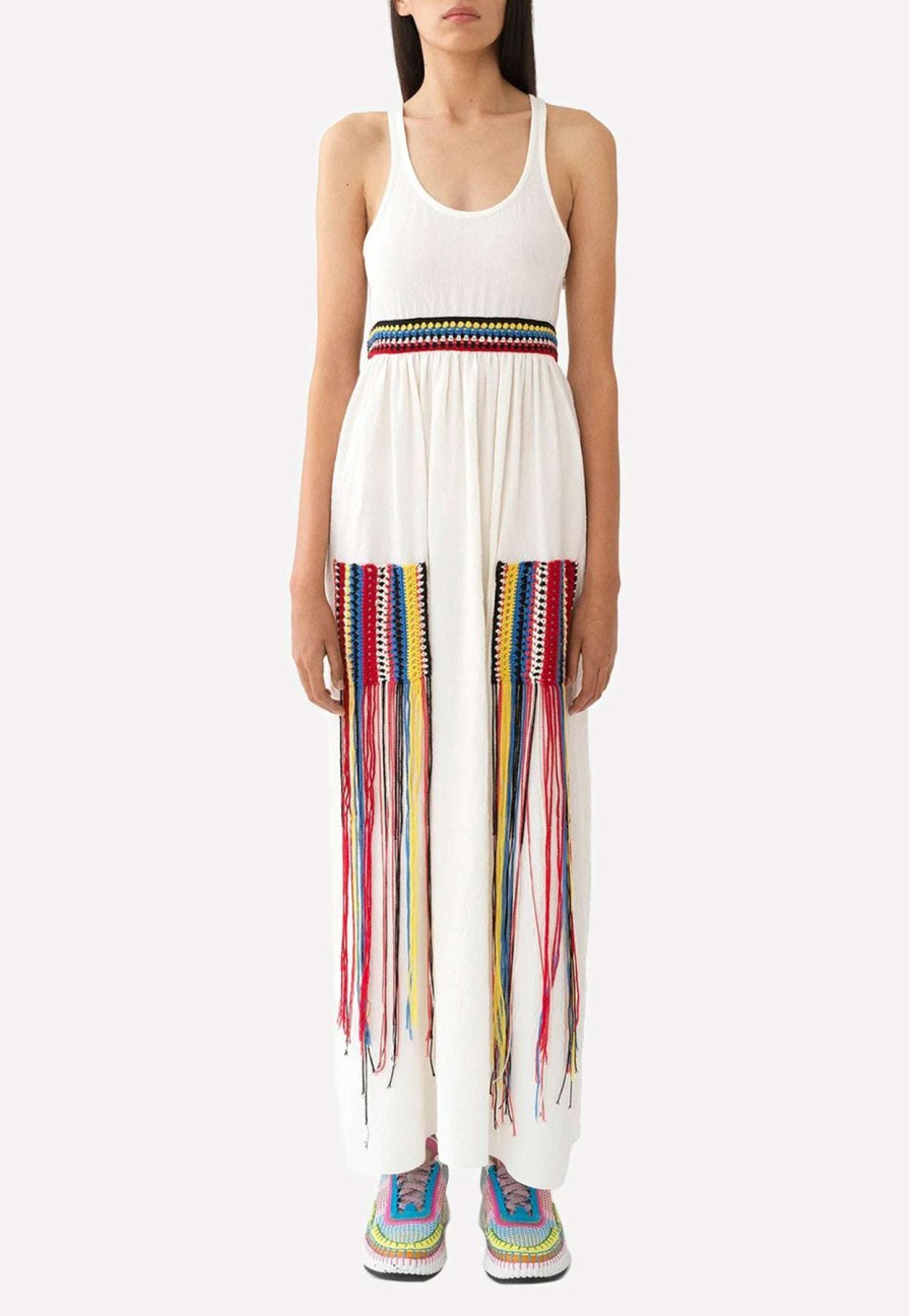 Dresses * | Chloe Maxi Tank Dress With Crochet Detail White