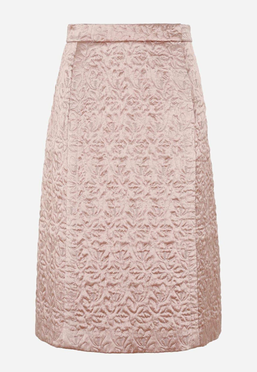 Skirts * | Maison Margiela Quilted Floral Pattern Midi Skirt Powder