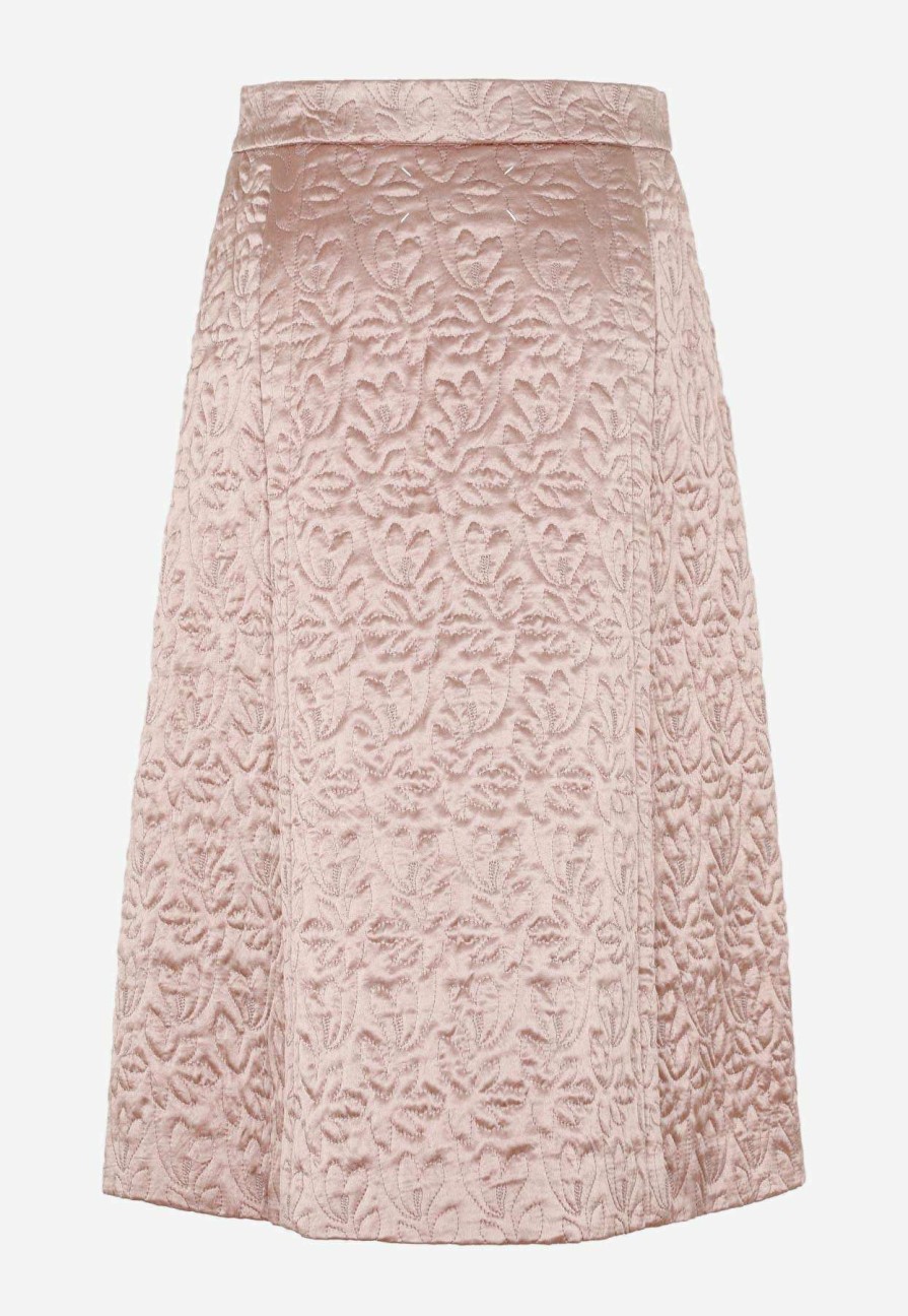 Skirts * | Maison Margiela Quilted Floral Pattern Midi Skirt Powder