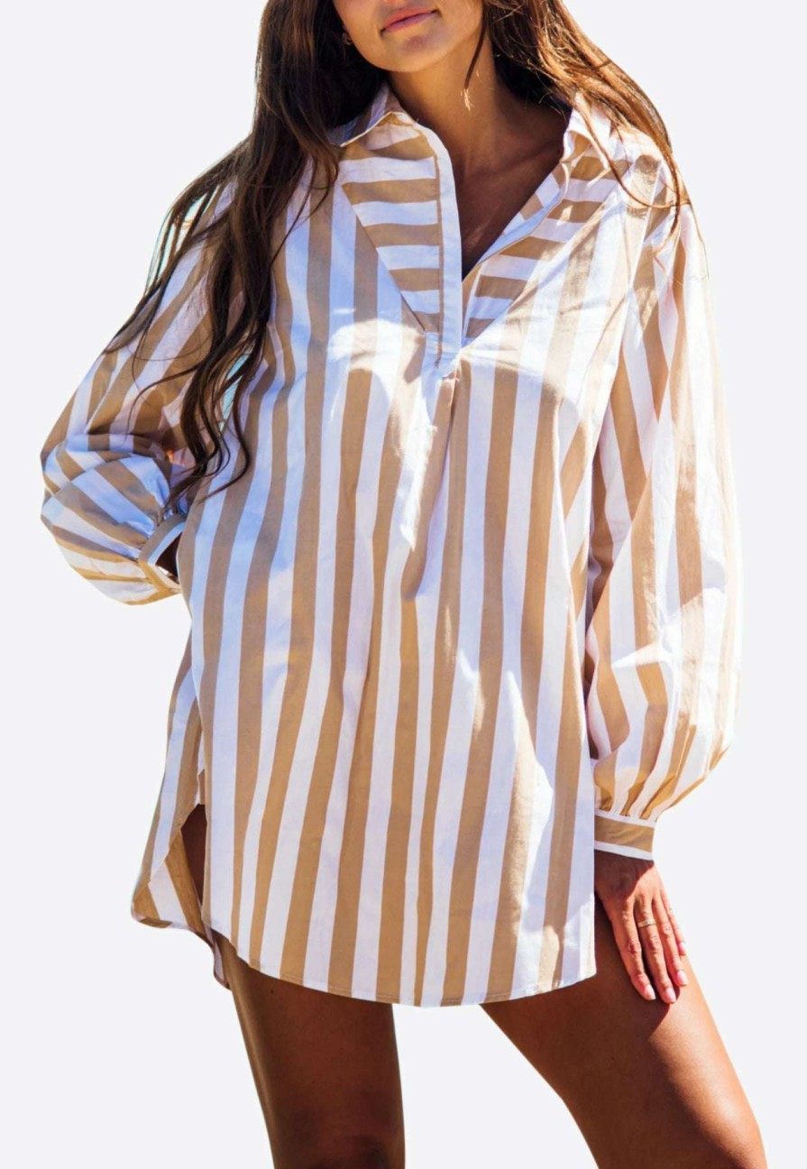 Dresses * | Les Canebiers Sauvageonne Long-Sleeved Shirt Dress Yellow