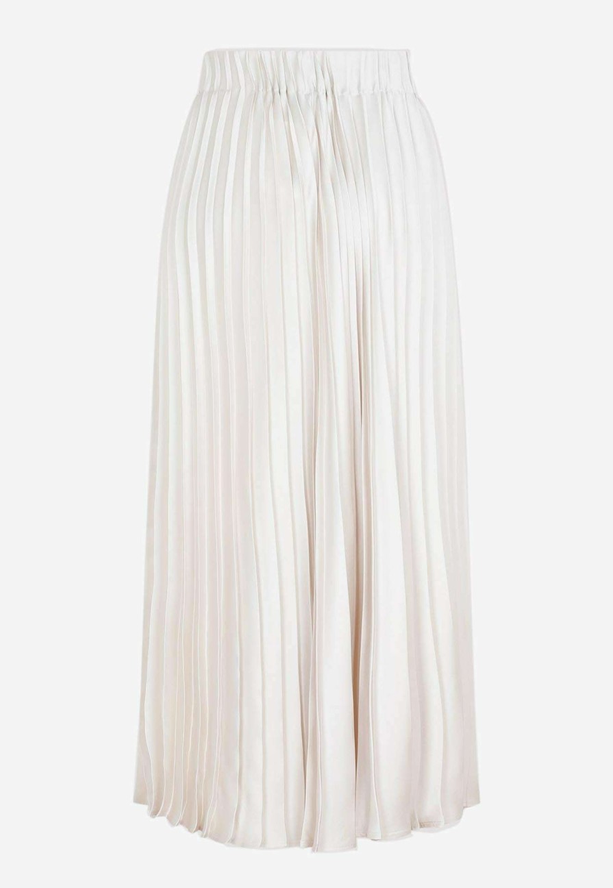 Skirts * | Brunello Cucinelli Pleated Midi Skirt Natural