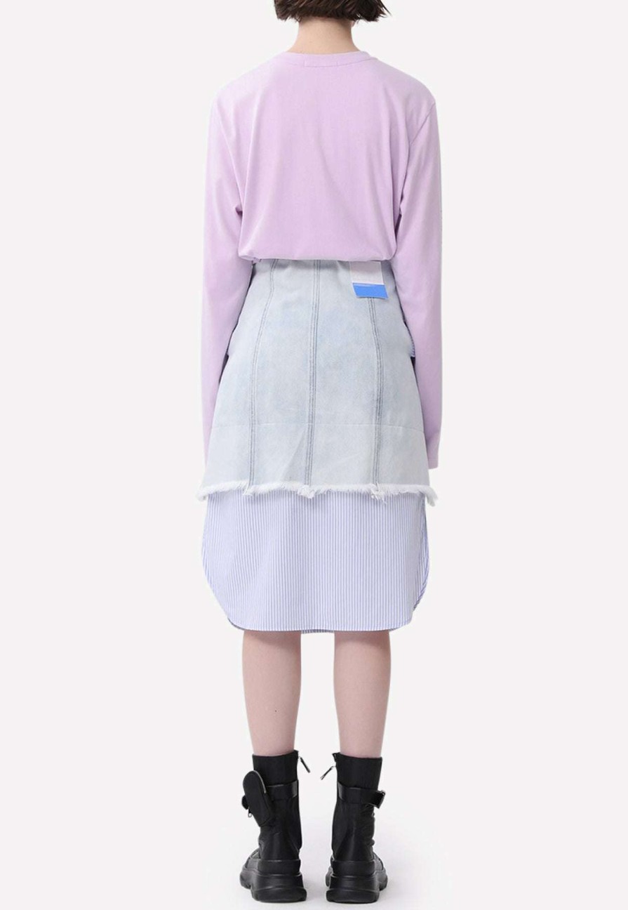 Skirts * | Sjyp Shirt Layered Denim Skirt Blue