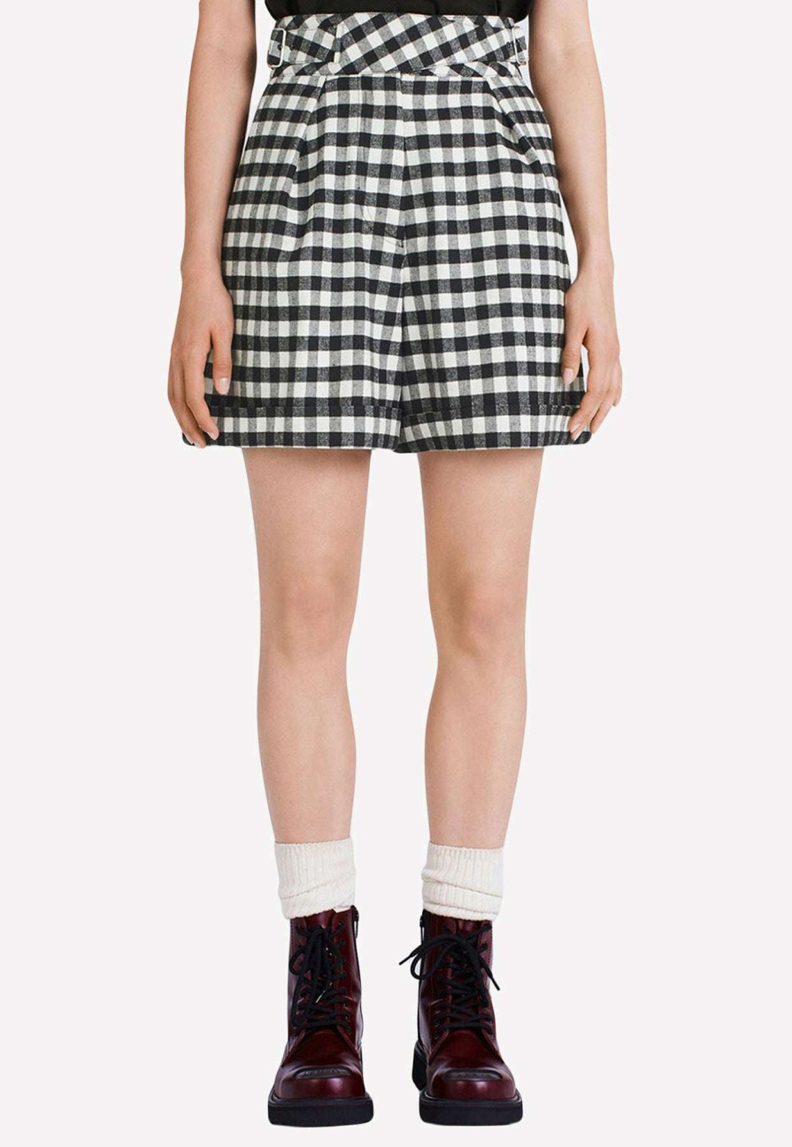 Shorts * | Kenzo High-Waist Gingham Check Shorts Monochrome