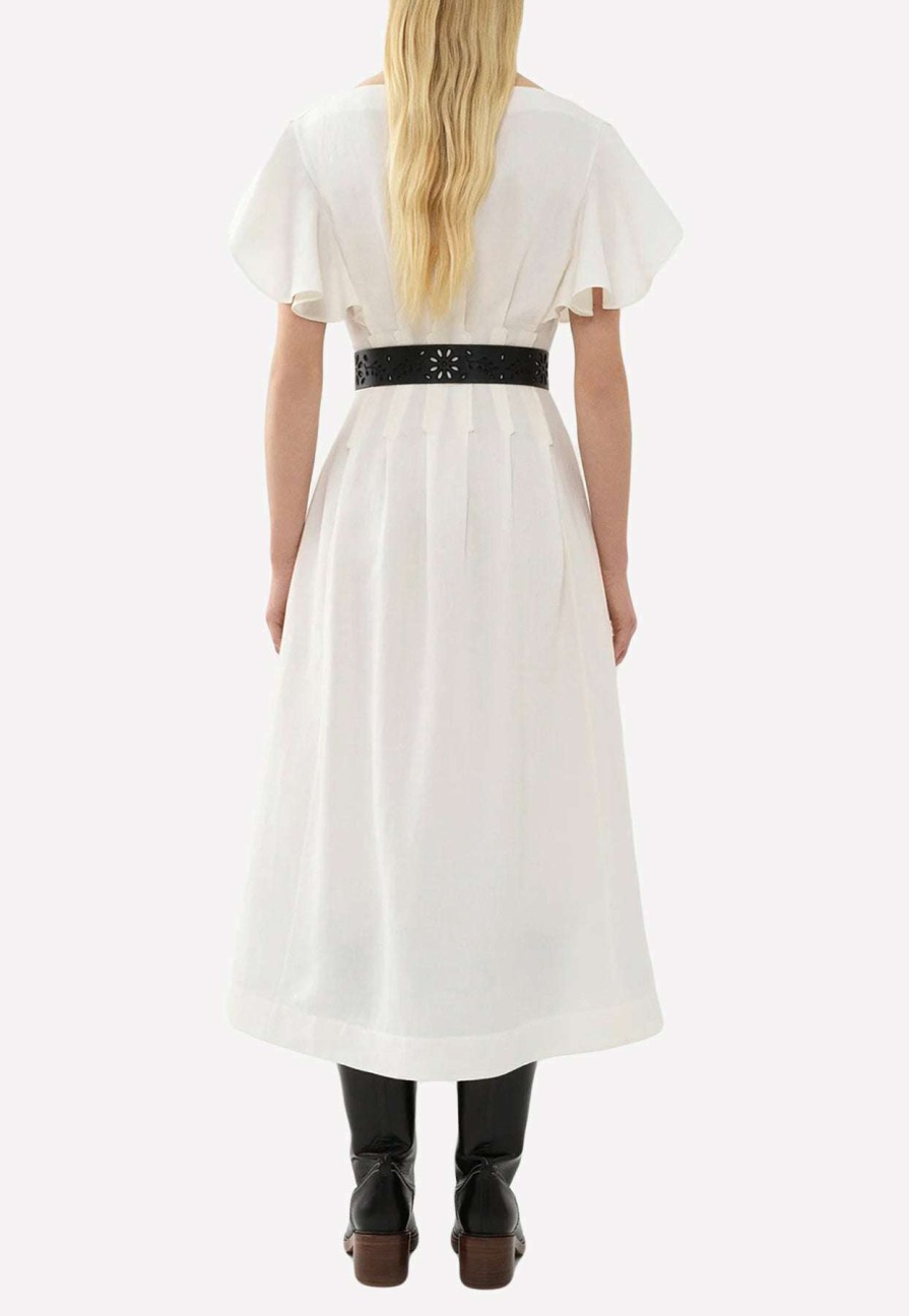 Dresses * | Chloe Wing-Sleeved Midi Dress White