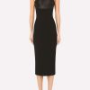 Evening * | Dolce & Gabbana Jersey And Satin Sleeveless Midi Dress Black