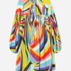 Dresses * | Emilio Pucci Iride Print Wrinkled Silk Dress Multicolor