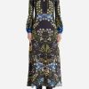 Dresses * | Etro Leafy Floral Print Midi Dress Multicolor