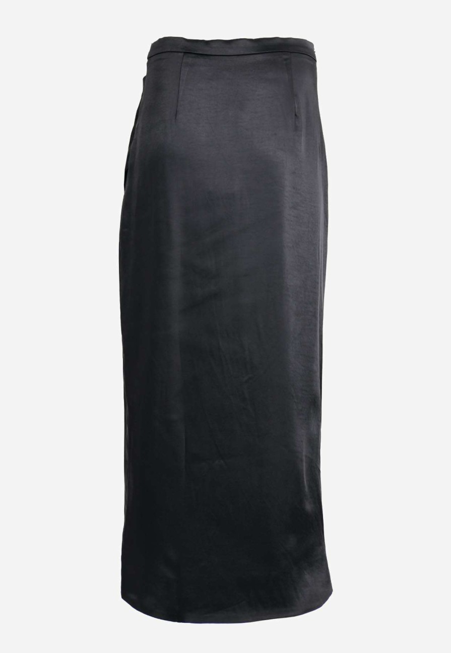 Skirts * | Elliatt Eva High-Waist Satin Skirt Black