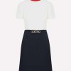 Dresses * | Valentino Tailored Crepe Mini Dress With Vlogo Chain Detail Navy