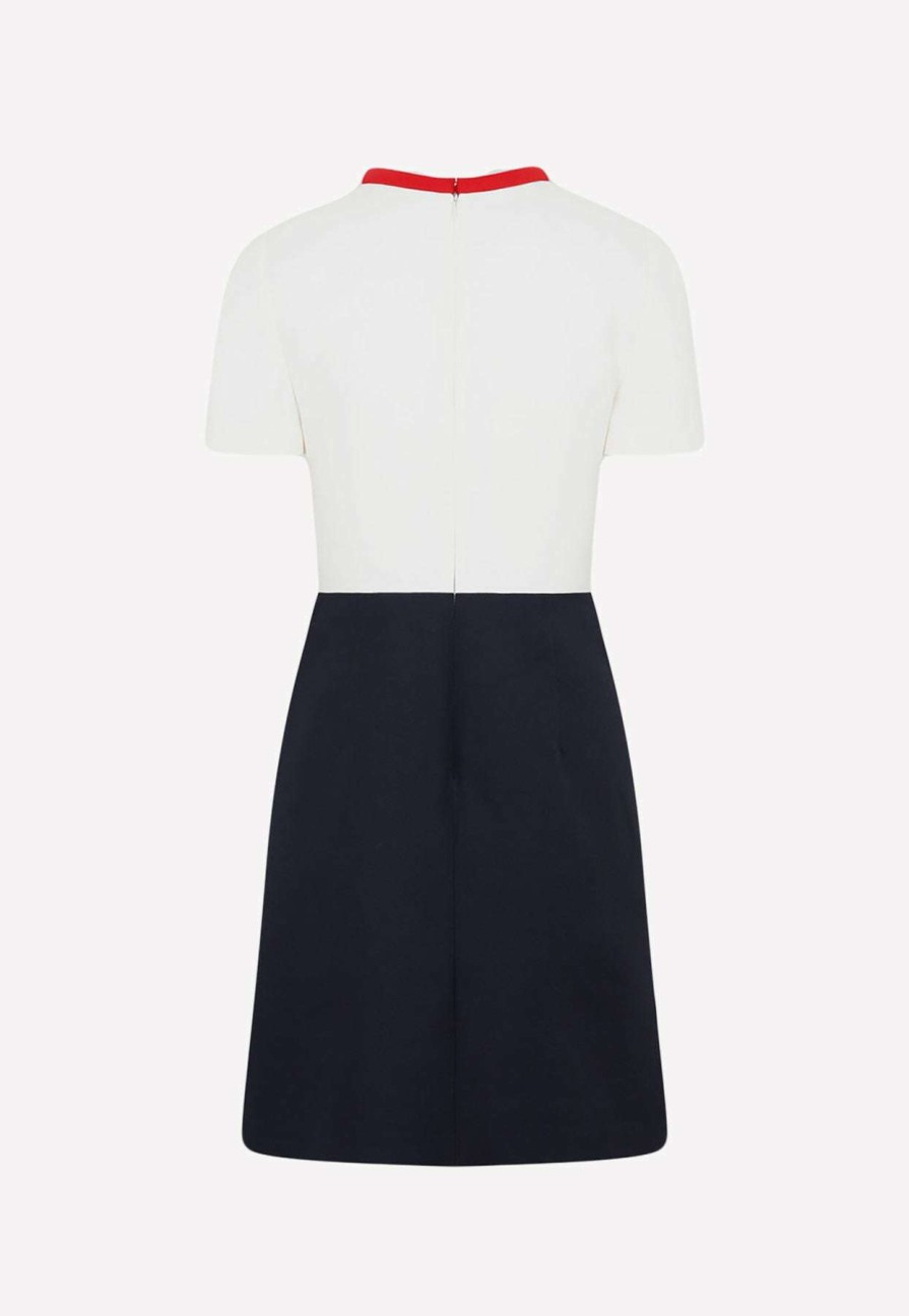 Dresses * | Valentino Tailored Crepe Mini Dress With Vlogo Chain Detail Navy