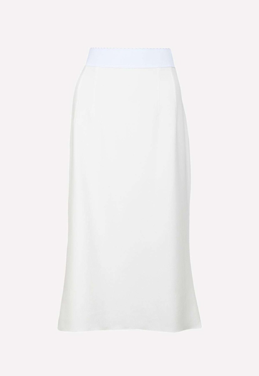 Skirts * | Dolce & Gabbana Scalloped Edge Midi Skirt White