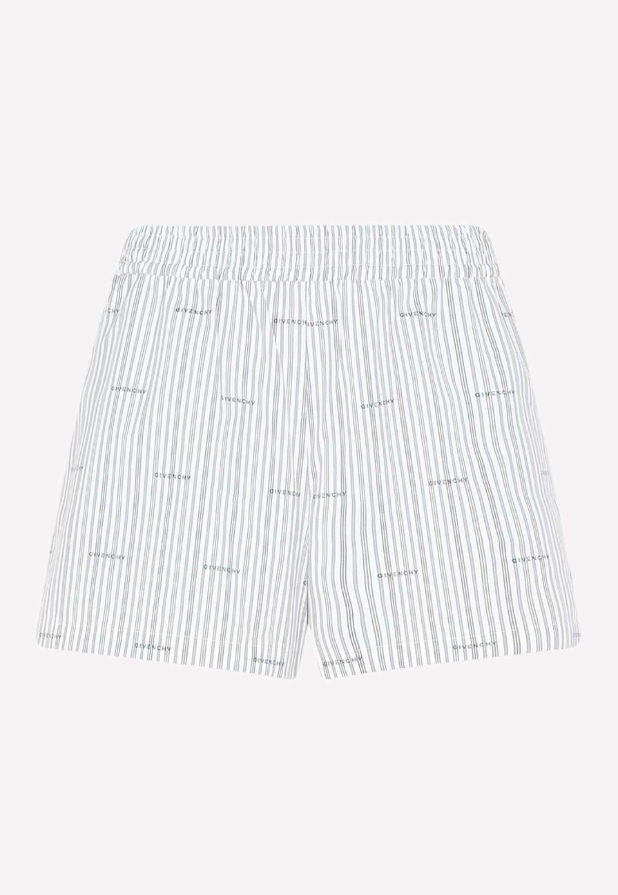 Shorts * | Givenchy Striped Logo Shorts Gray