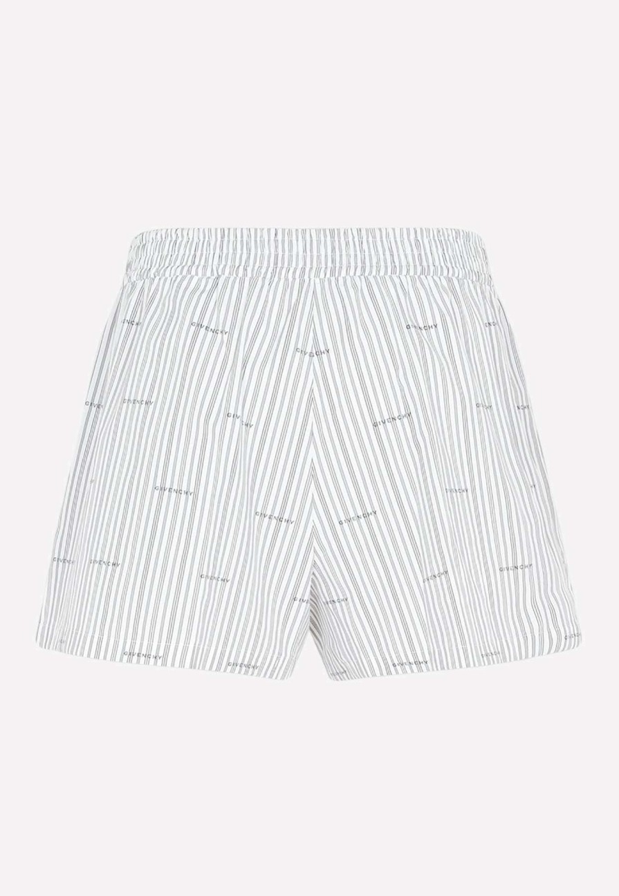 Shorts * | Givenchy Striped Logo Shorts Gray