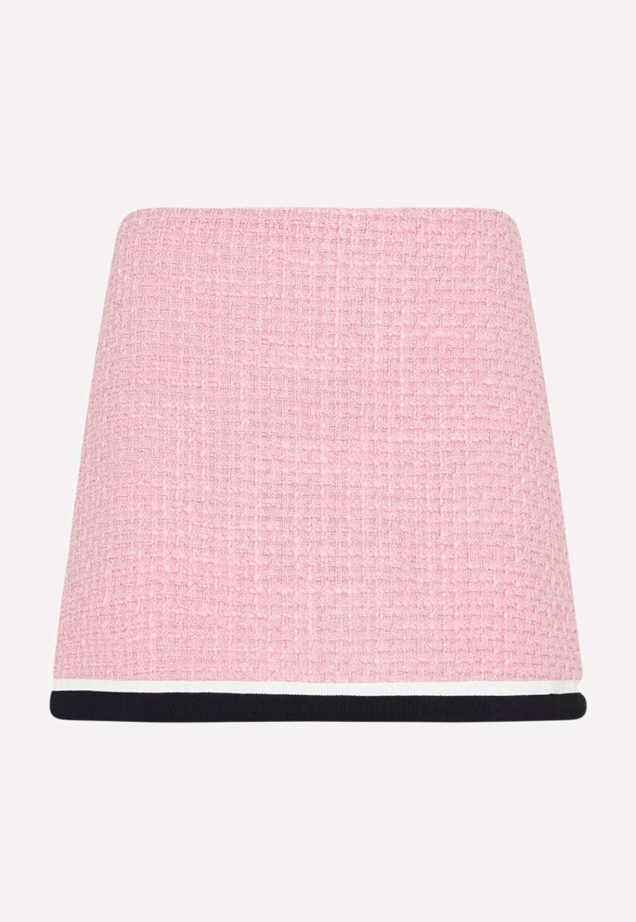 Skirts * | Miu Miu A-Line Tweed Mini Skirt Pink