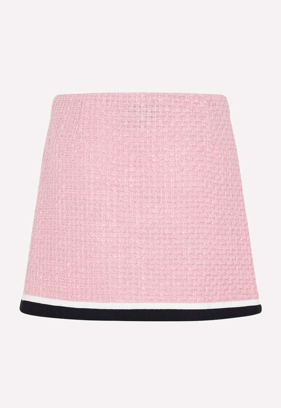 Skirts * | Miu Miu A-Line Tweed Mini Skirt Pink